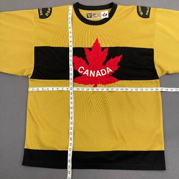 Vintage Team Canada Winnipeg Falcons Nike Hockey Jersey V-Series Gold NHL XL - Picture 14 of 16